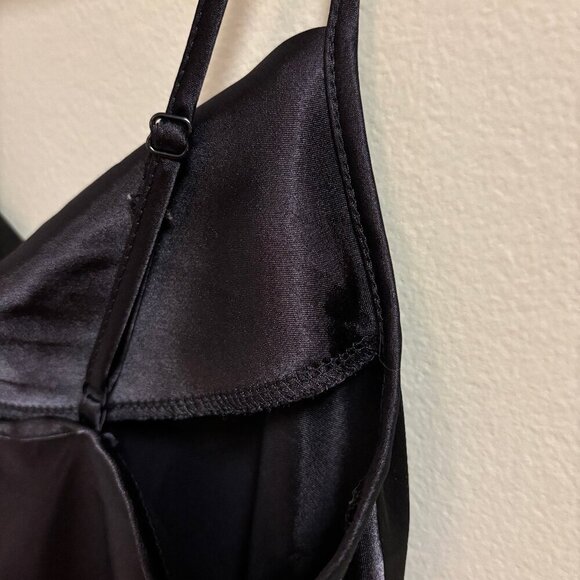 VTG Bebe Women Slip Dress Size XS Black Spaghetti Strap Cowl Neck Y2K Whimsigoth - Picture 8 of 13